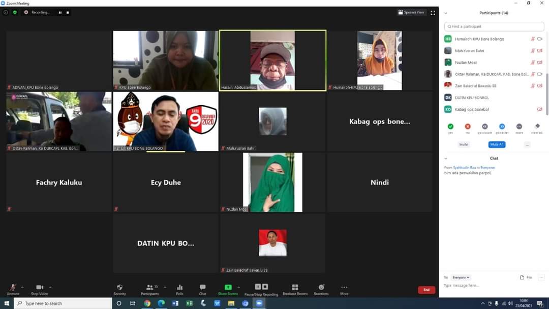 5 Hal yang disampaikan oleh Bawaslu Bone Bolango kepada KPU Bone Bolango pada rapat Virtual Sosialisasi SE KPU RI