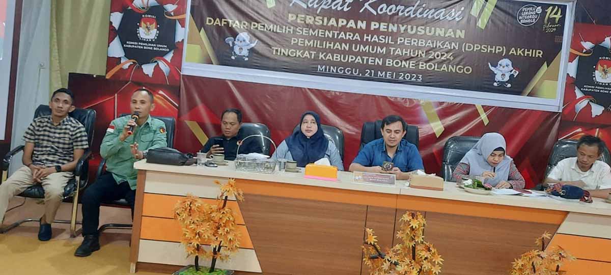 BAWASLU HADIRI RAPAT KOORDINASI DPSHP AKHIR DI KPU KABUPATEN BONE BOLANGO