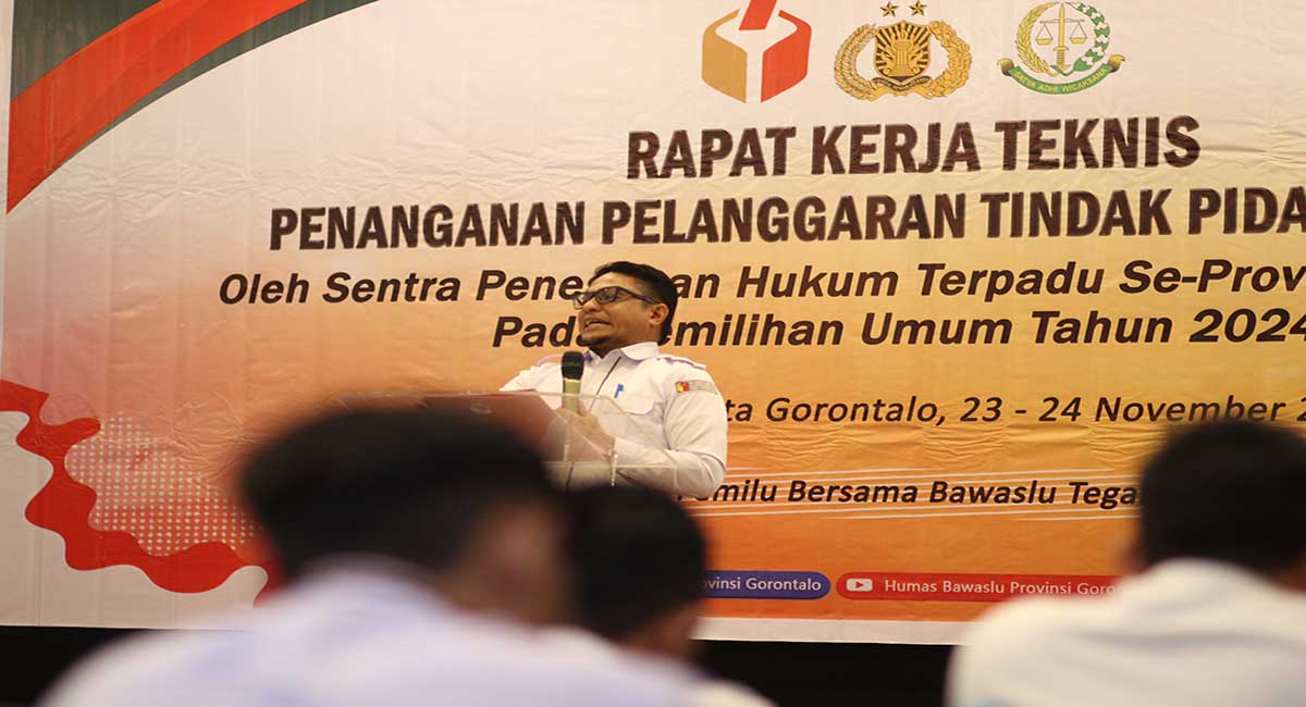 KETUA DAN ANGGOTA BERSAMA UNSUR GAKKUMDU BAWASLU BONE BOLANGO HADIRI RAKERNIS PENANGANAN PELANGGARAN TINDAK PIDANA PADA SENTRA GAKKUMDU SE-PROVINSI GORONTALO