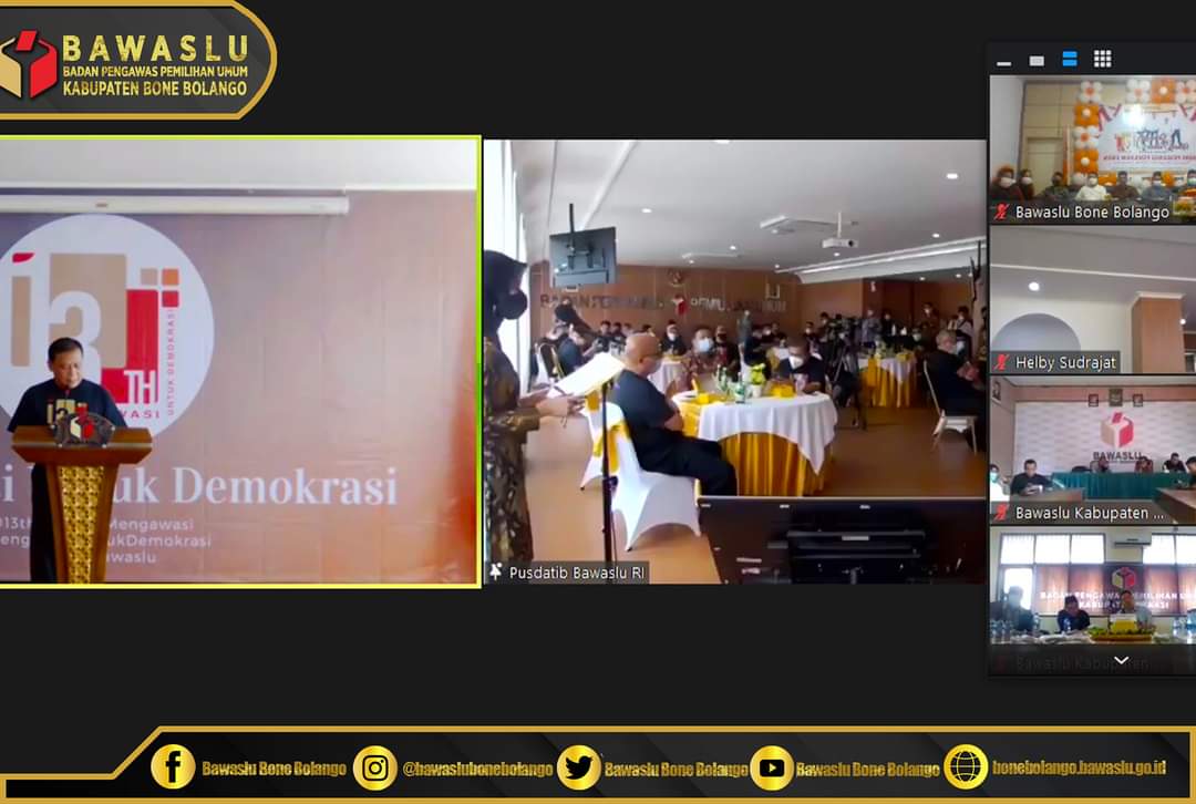 Bawaslu Kabupaten Bone Bolango Ikuti secara Virtual Harlah Bawaslu RI ke 13