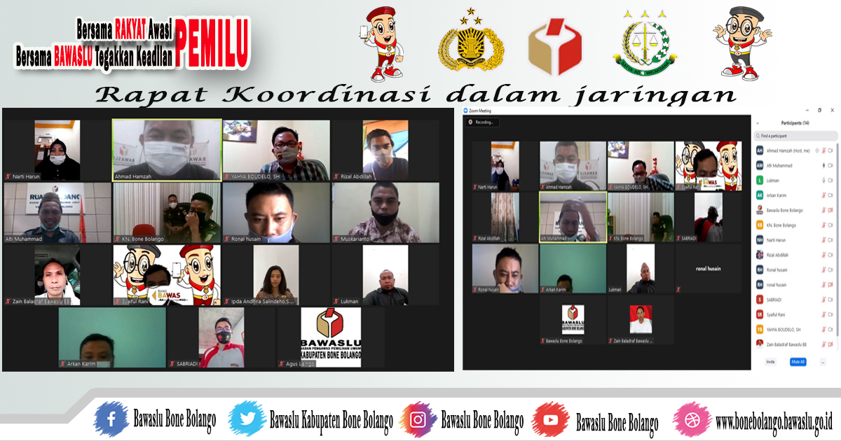 Bawaslu Kab. Bone Bolango gelar Rakor Daring Evaluasi Penanganan Pelanggaran bersama Sentra Gakkumdu