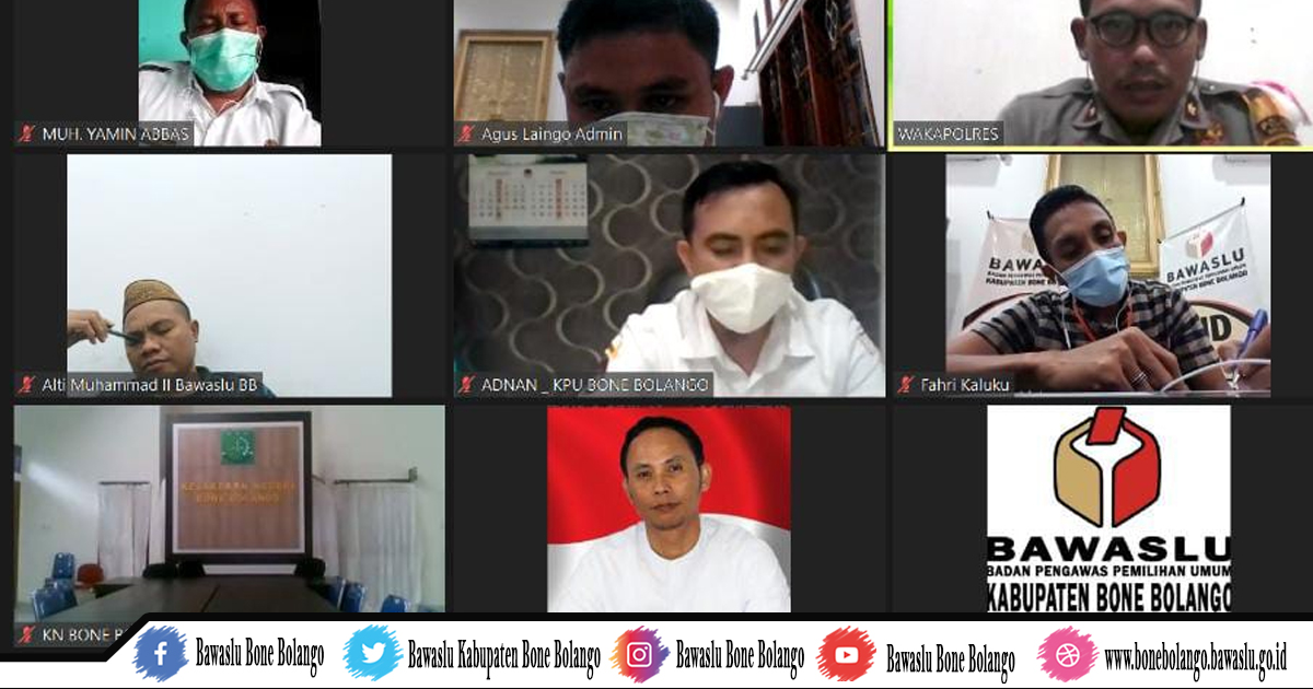 Bawaslu Bone Bolango Gelar Rakor Daring Pembentukan Pokja Pencegahan Covid-19.