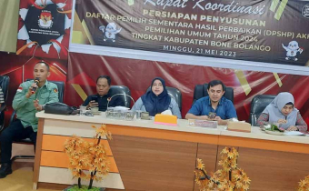 BAWASLU HADIRI RAPAT KOORDINASI DPSHP AKHIR DI KPU KABUPATEN BONE BOLANGO