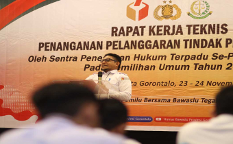 KETUA DAN ANGGOTA BERSAMA UNSUR GAKKUMDU BAWASLU BONE BOLANGO HADIRI RAKERNIS PENANGANAN PELANGGARAN TINDAK PIDANA PADA SENTRA GAKKUMDU SE-PROVINSI GORONTALO