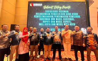 Sofyan Djama Bersama Arkan Karim Hadiri Sosialisasi Pengelolaan Dana Hibah Penyelenggaraan Pemilihan Tahun 2024