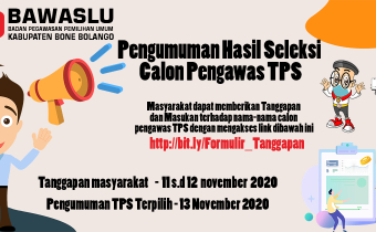 Pengumuman Tahapan Hasil Seleksi Calon Pengawas TPS