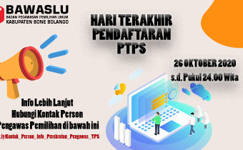 Memasuki Hari Terakhir Pendaftaran PTPS. Bawaslu Kab. Bone Bolango optimis Pendaftar akan memenuhi kebutuhan PTPS.